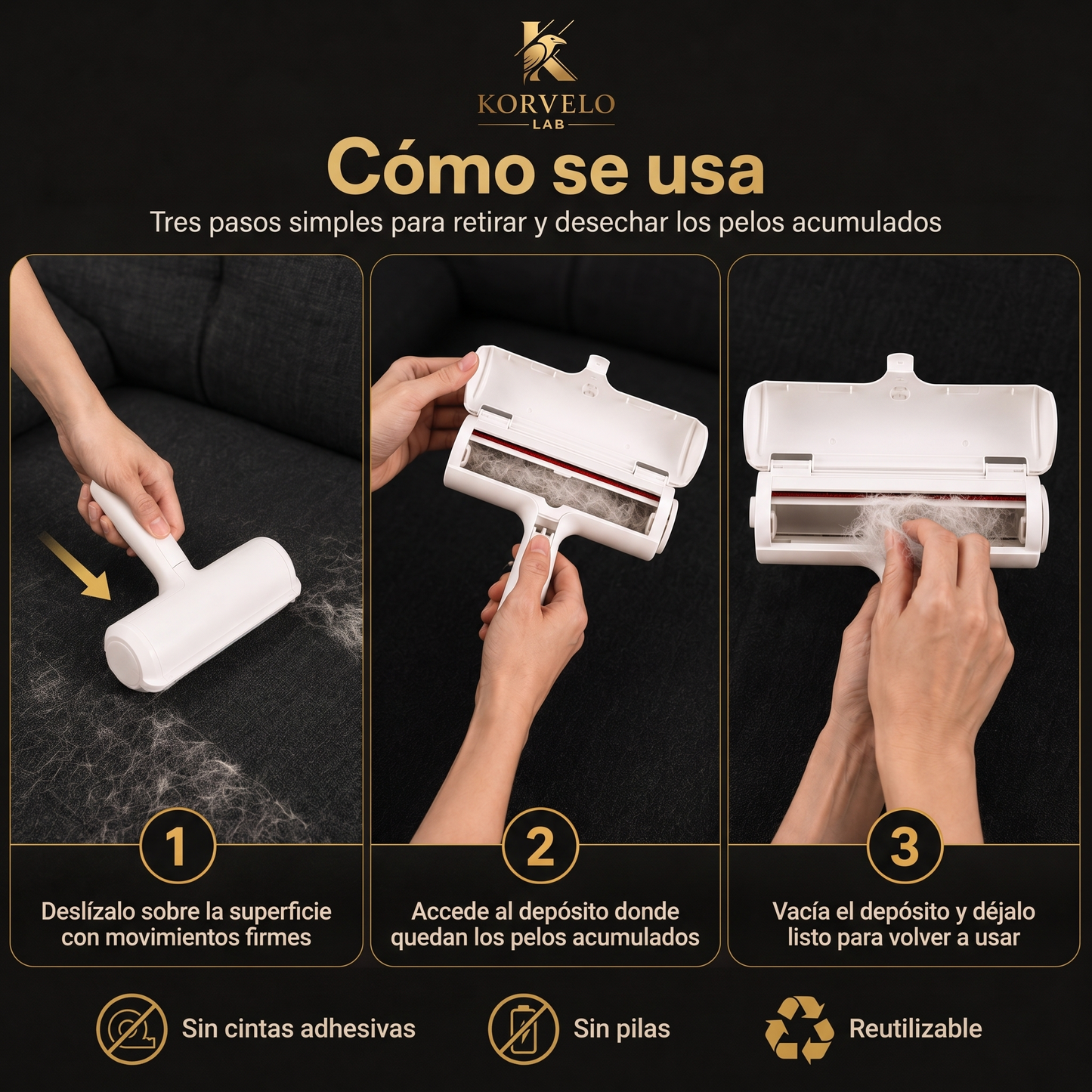 Korvelo FurLift™ | Removedor reutilizable de pelos de mascota