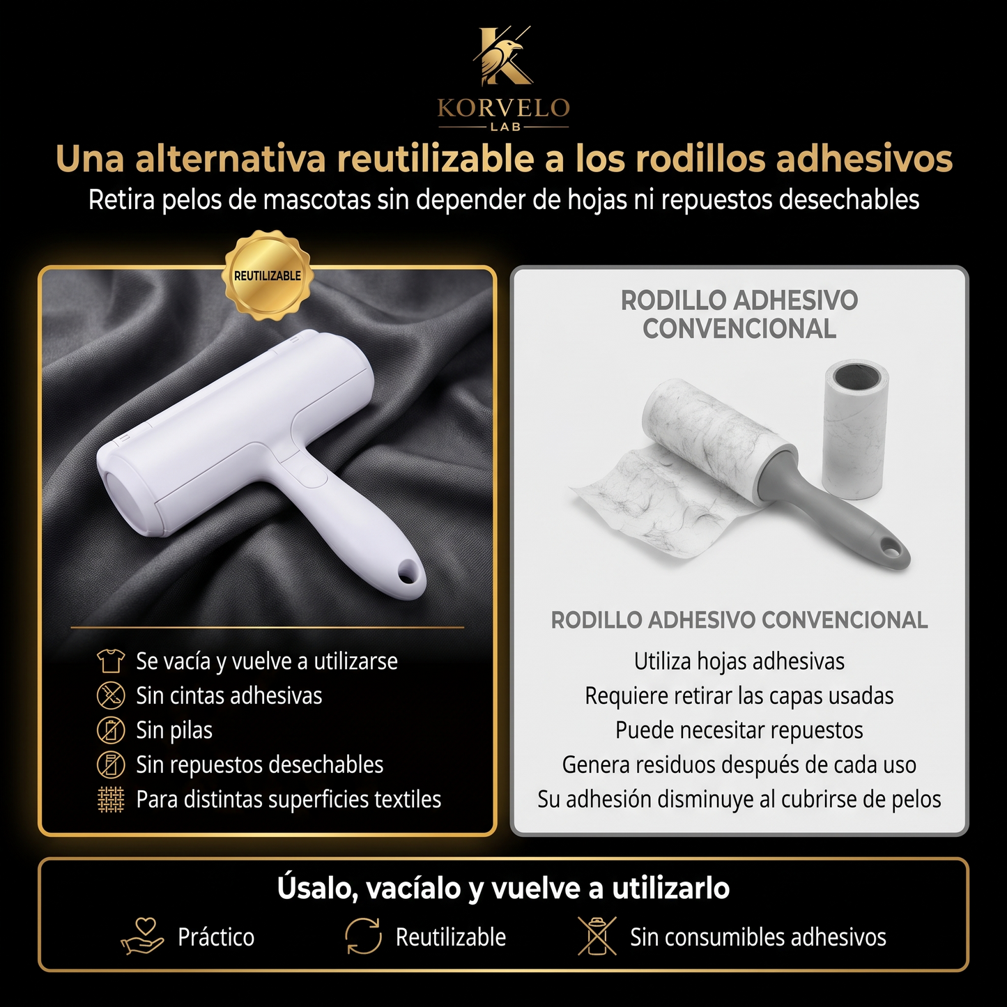 Korvelo FurLift™ | Removedor reutilizable de pelos de mascota