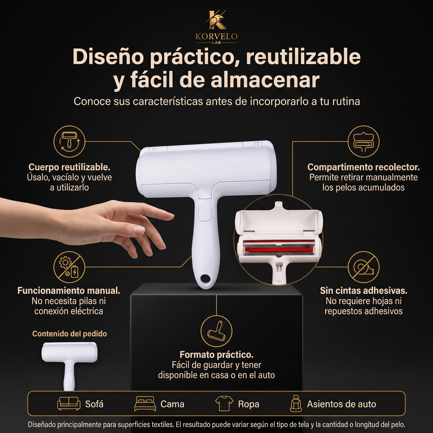 Korvelo FurLift™ | Removedor reutilizable de pelos de mascota